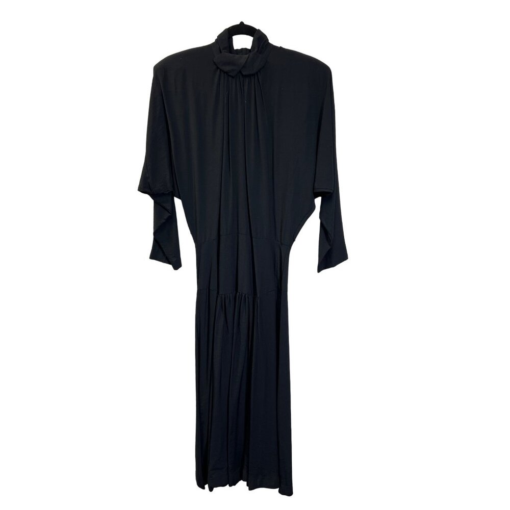 ED Michaels Vintage 80's Black Mock Neck Fit and Flare Maxi Dress